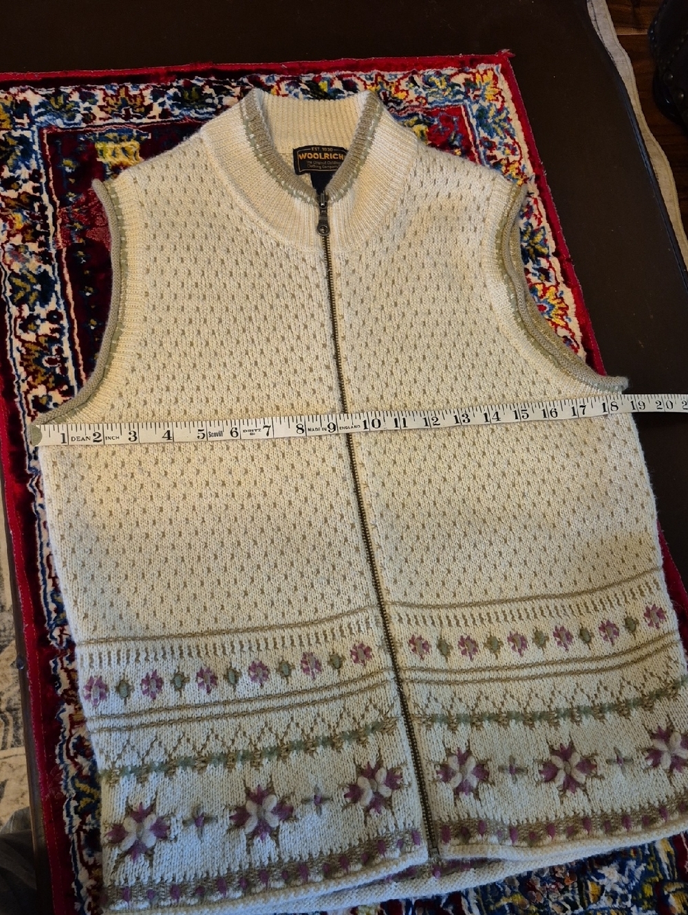 Woolrich Womens Floral Knit Full Zip Sweater Vest. Sz.L.(#2013D) vintage 90's. - Picture 9 of 16